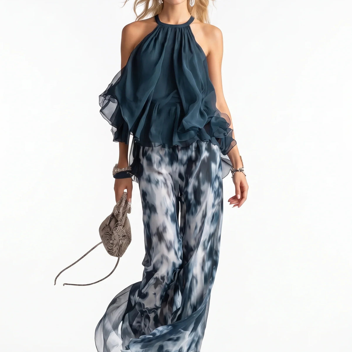 Elegant to-delt sæt i chiffon