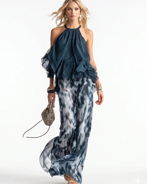 Elegant to-delt sæt i chiffon