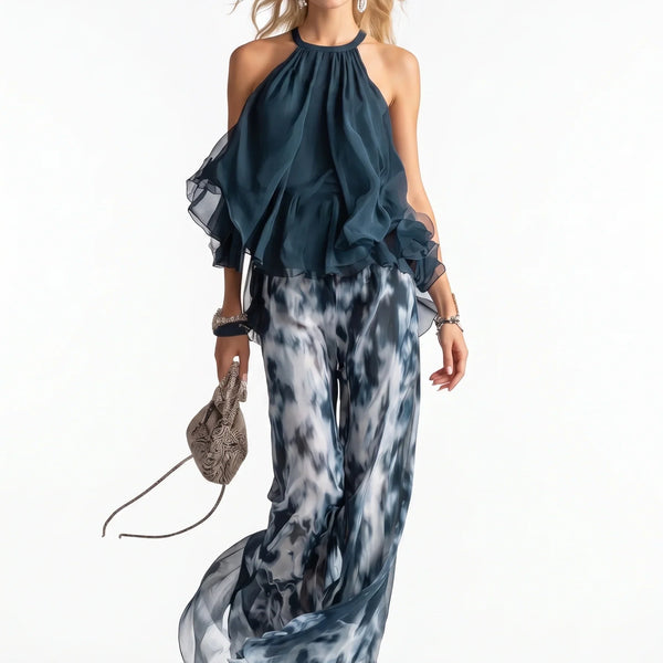 Elegant to-delt sæt i chiffon