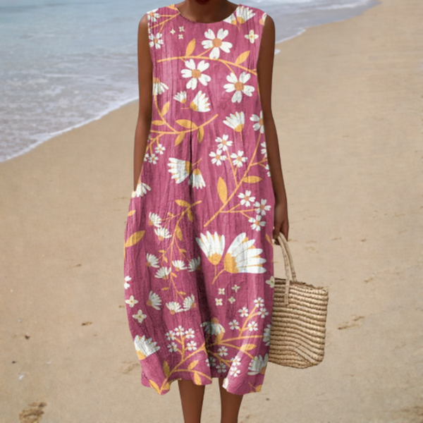 Manon | Midi Kjole med Blomsterprint Romantisk