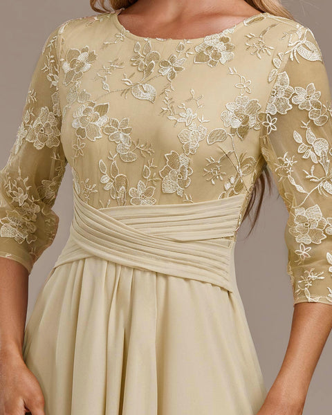 Elin™ - Champagnekjole med fine broderier