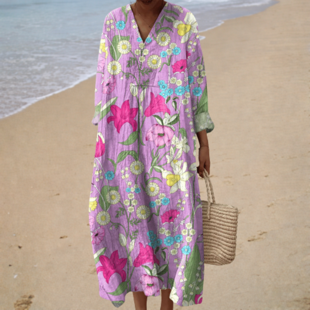 Suzette | Elegant Lang Blomstret Kjole