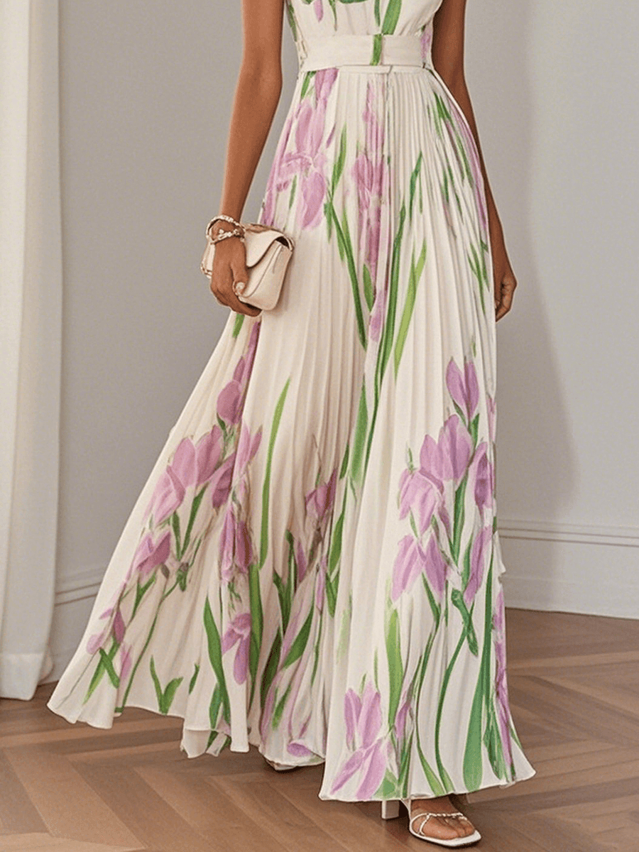 Yara™ - Maxikjole i plisseret chiffon