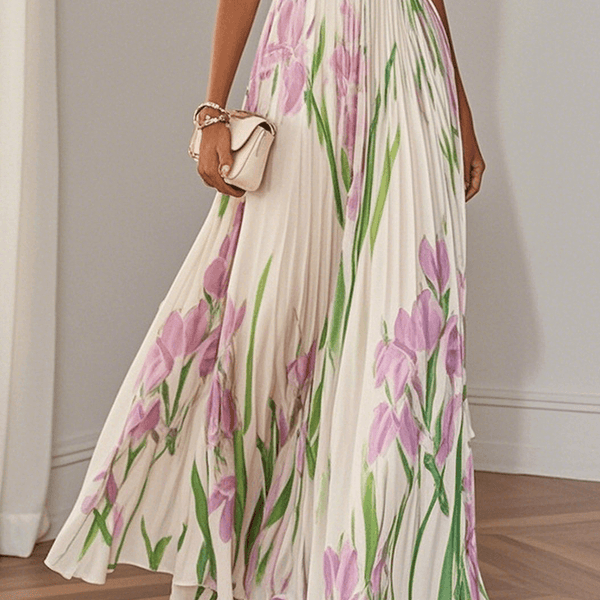 Yara™ - Maxikjole i plisseret chiffon