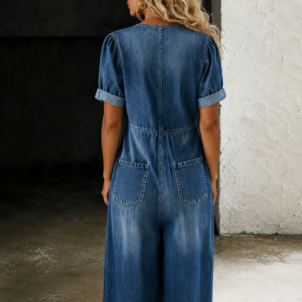 Maya | Denim Overall med bredt ben