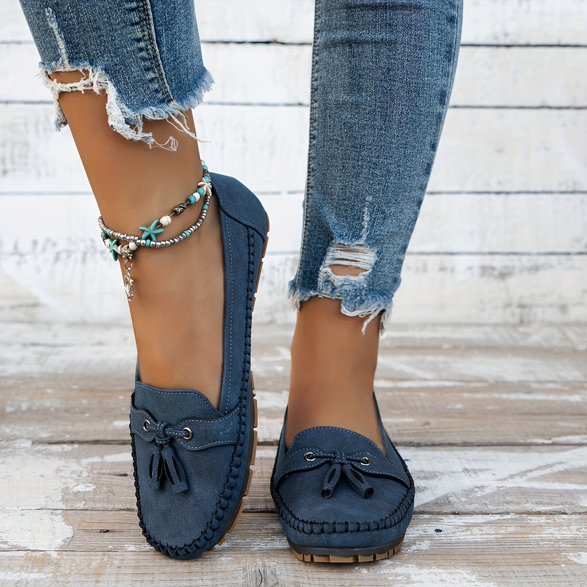 Nadine - Klassiske Loafers med Pompom-detalje