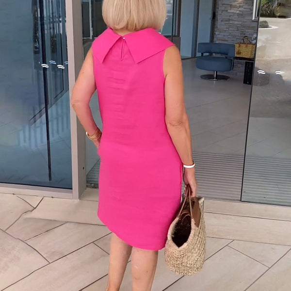 Liora – Elegant linnedkjole med detaljeret krave
