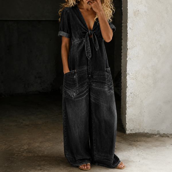 Maya | Denim Overall med bredt ben