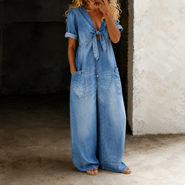 Maya | Denim Overall med bredt ben
