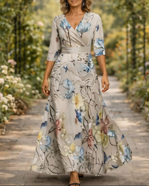Fleur™ - Elegant Blomsterkjole med V-udskæring