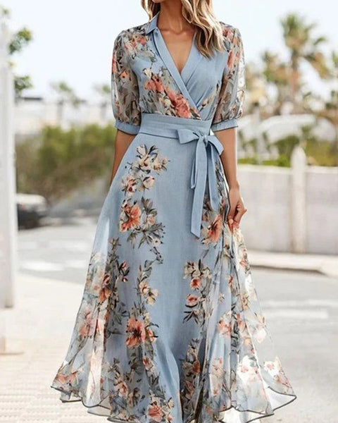 Hannah™ - Sommer-Midi-Kjole med Blomster