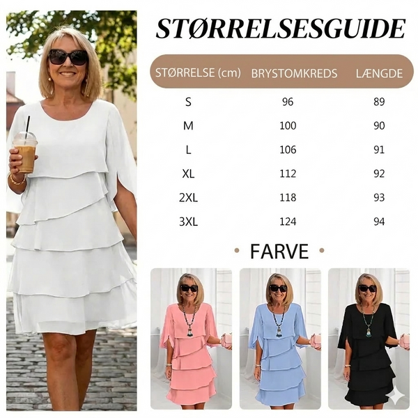 Misa | Elegant lagdelt kjole med flæser