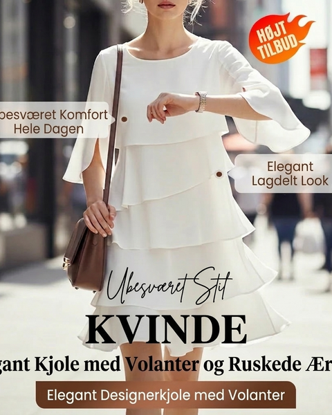 Misa | Elegant lagdelt kjole med flæser