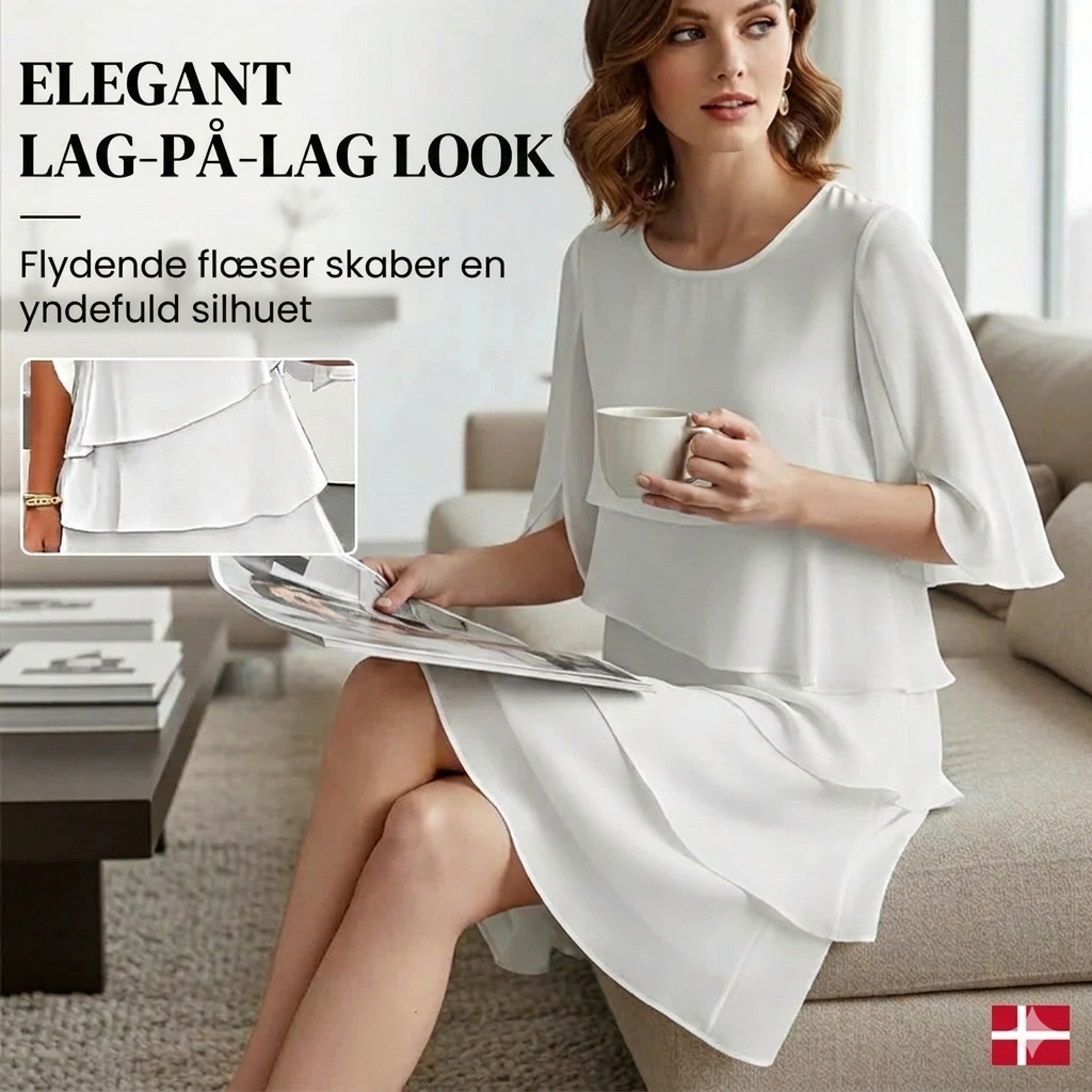 Misa | Elegant lagdelt kjole med flæser
