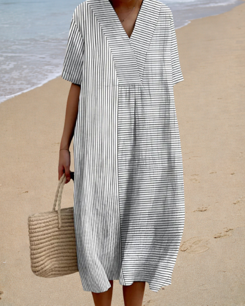 Delphine | Midi Stribet Kjole