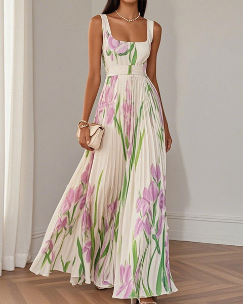 Yara™ - Maxikjole i plisseret chiffon