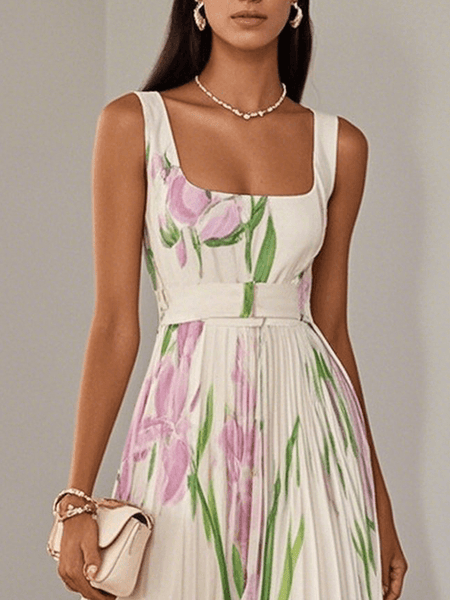 Yara™ - Maxikjole i plisseret chiffon