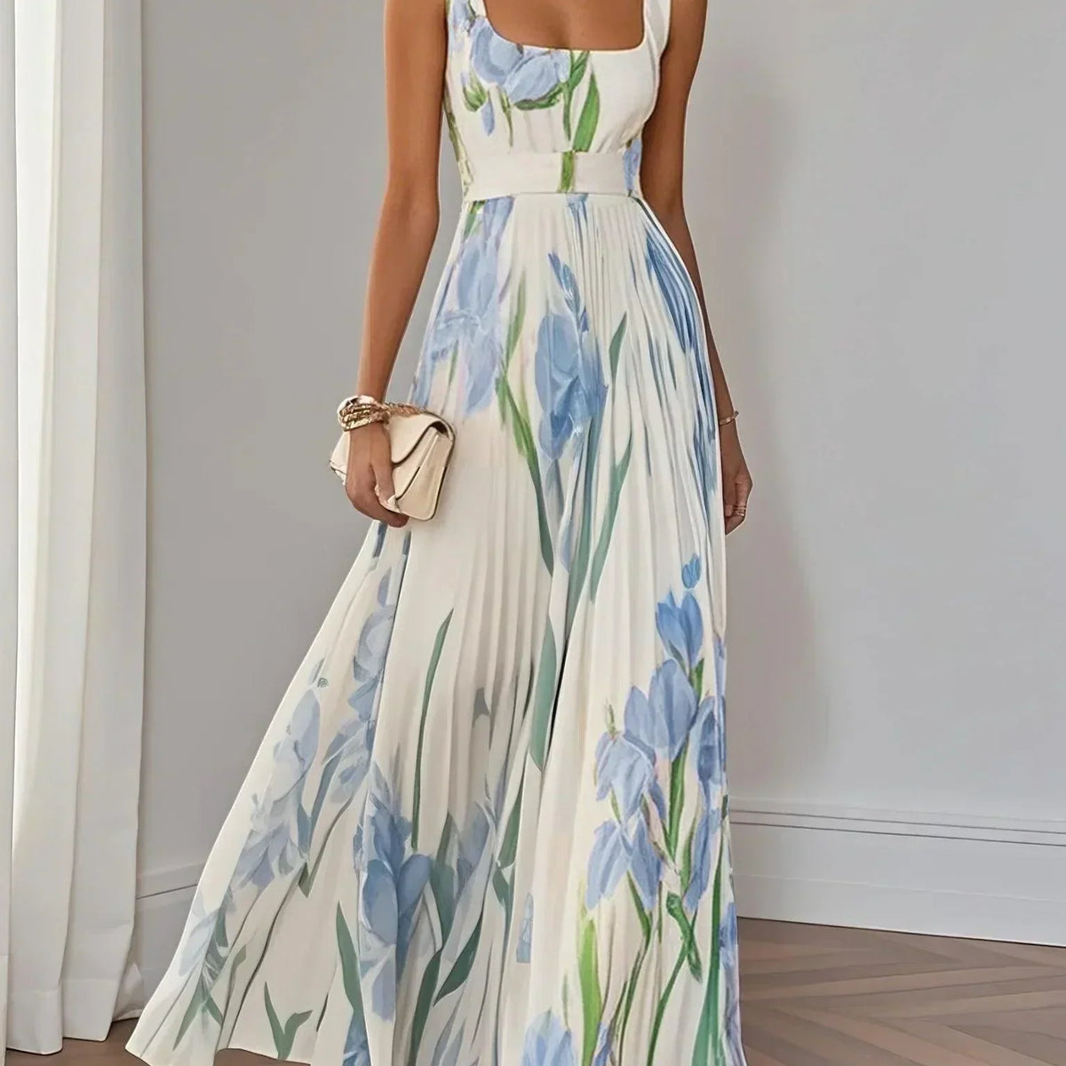 Yara™ - Maxikjole i plisseret chiffon