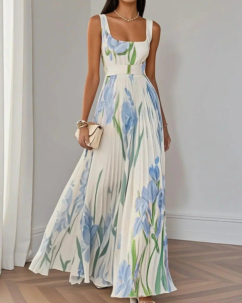Yara™ - Maxikjole i plisseret chiffon