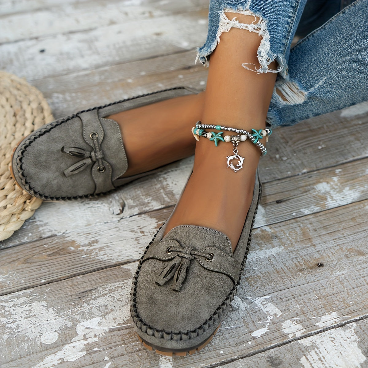 Nadine - Klassiske Loafers med Frynse-detalje