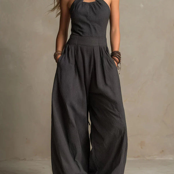 Bianca | Elegant Jumpsuit i Linned og Bomuld med Krydsudskæring